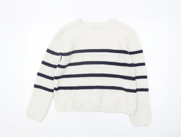 Only Women's XS Striped Pullover Jumper White