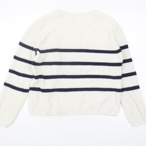 Only Women's XS Striped Pullover Jumper White