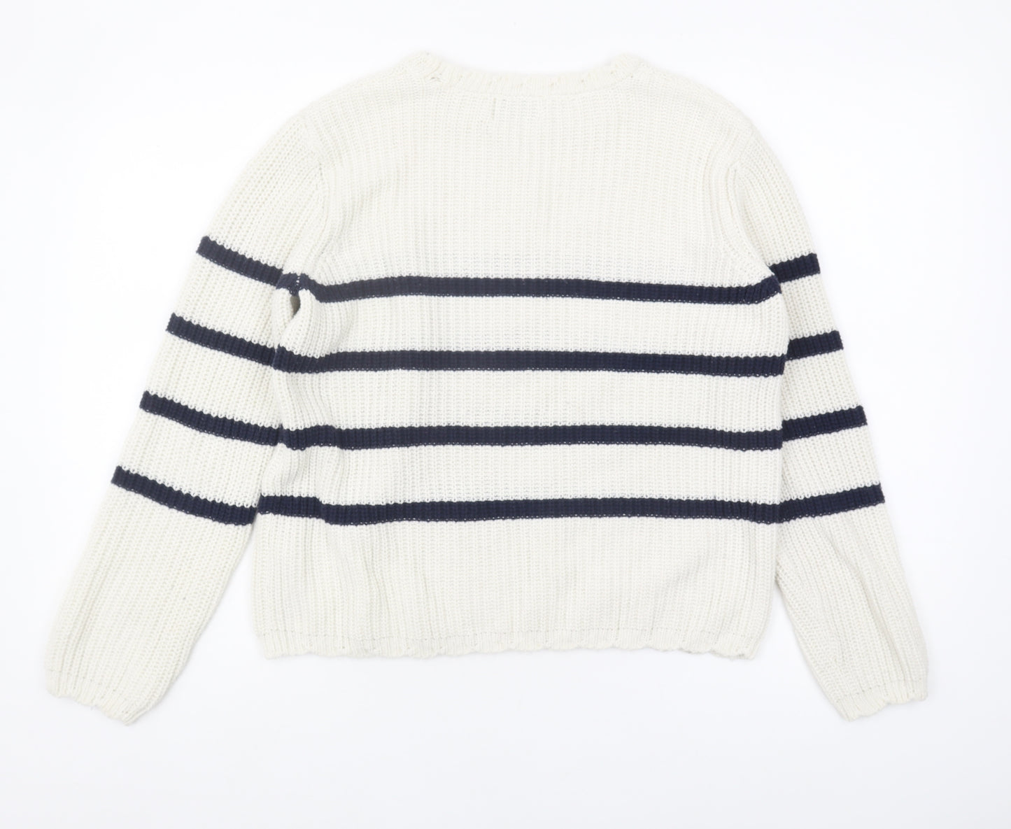 Only Women's XS Striped Pullover Jumper White
