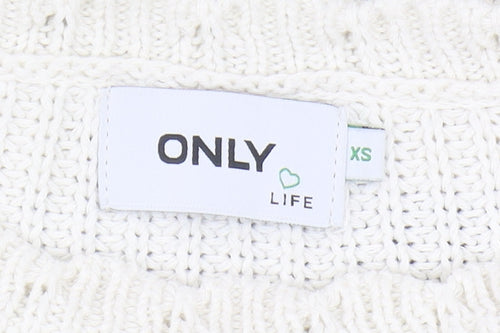 Only Women's XS Striped Pullover Jumper White