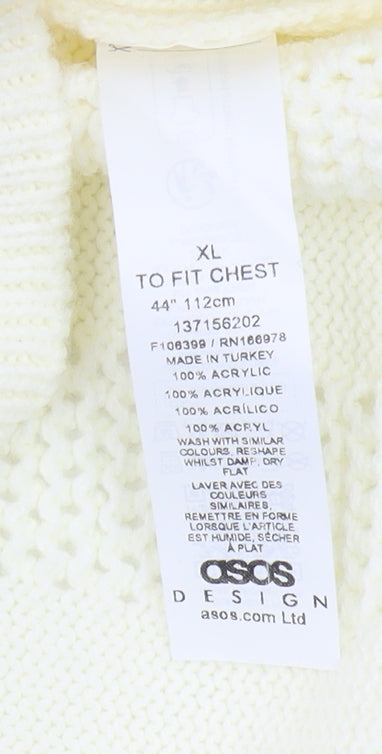 ASOS DESIGN Men's Ivory XL Pullover Jumper