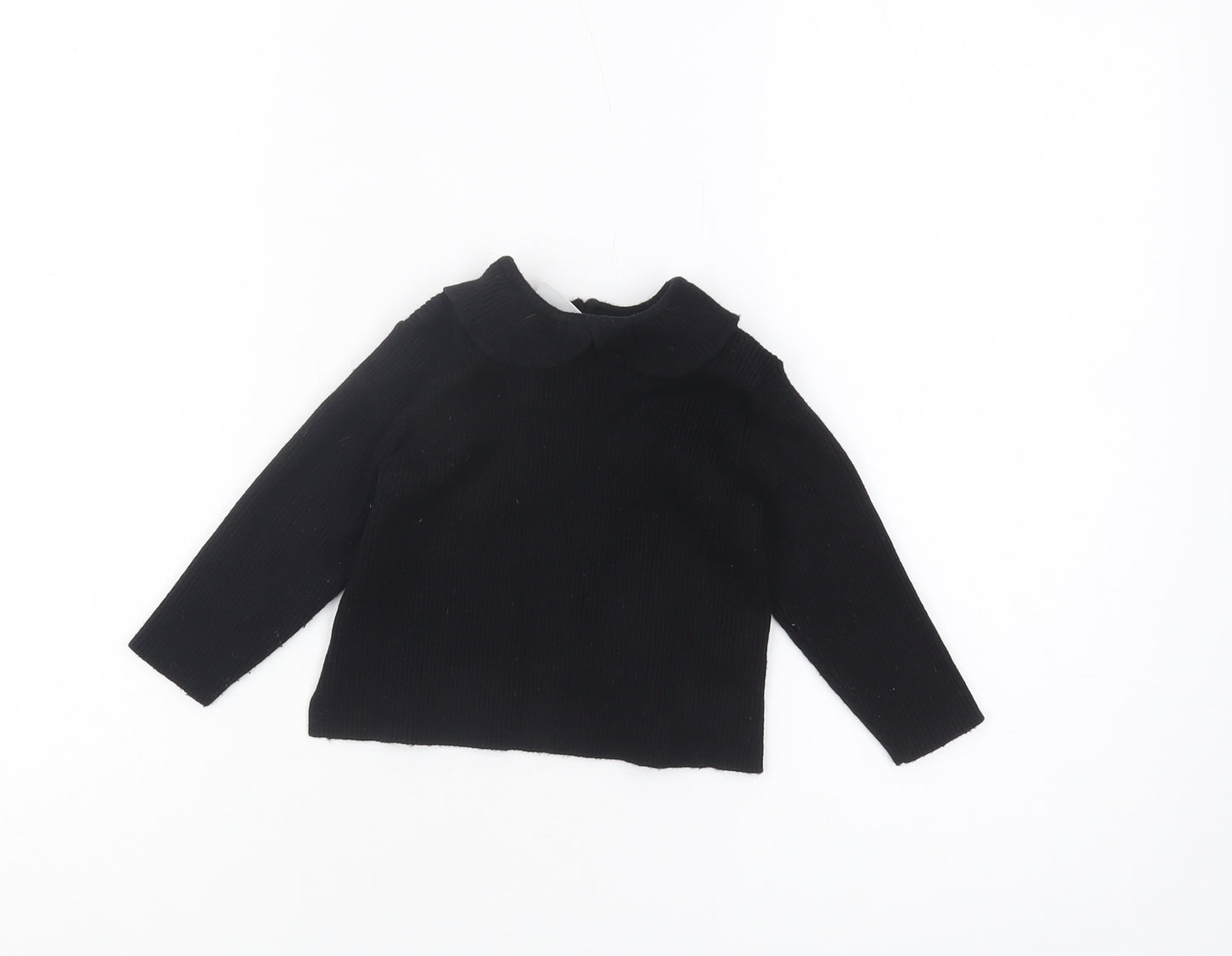 Zara Unisex Baby Black Collared Jumper, 12-18 Months