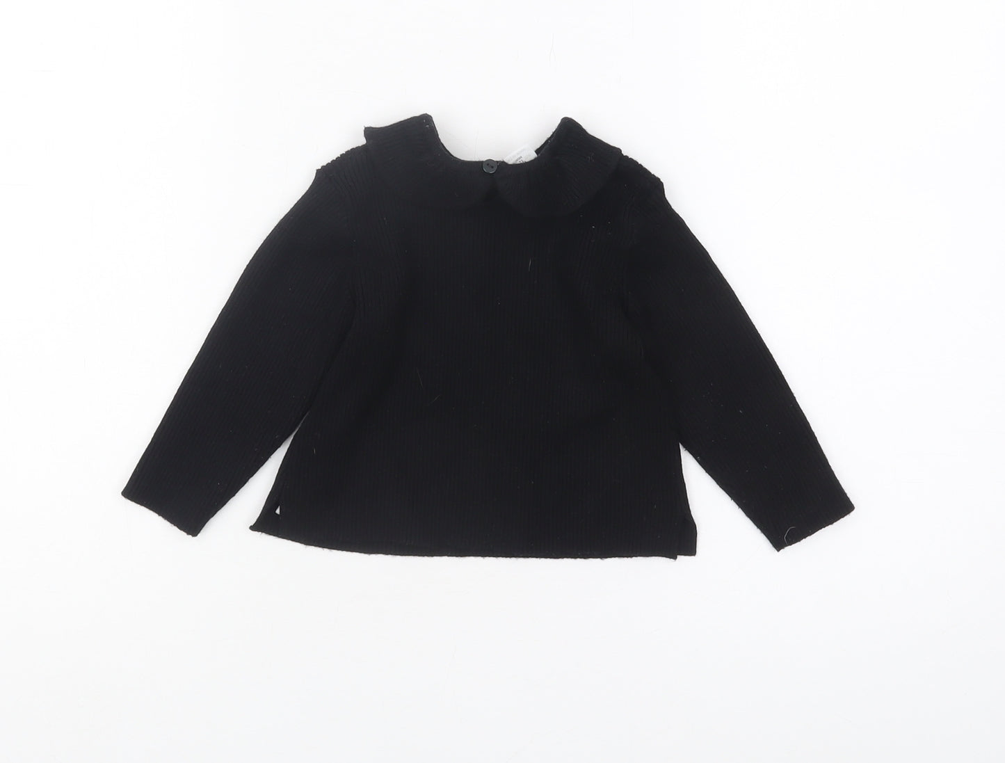 Zara Unisex Baby Black Collared Jumper, 12-18 Months