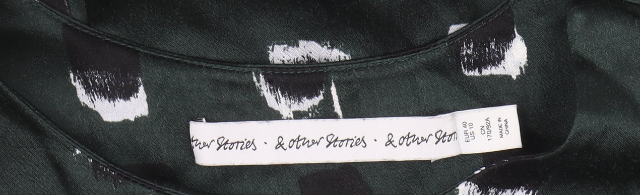 & Other Stories Women's Green Geometric Blouse Size 12