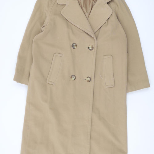 BHS Women's Beige Long Wool Blend Overcoat Size 12