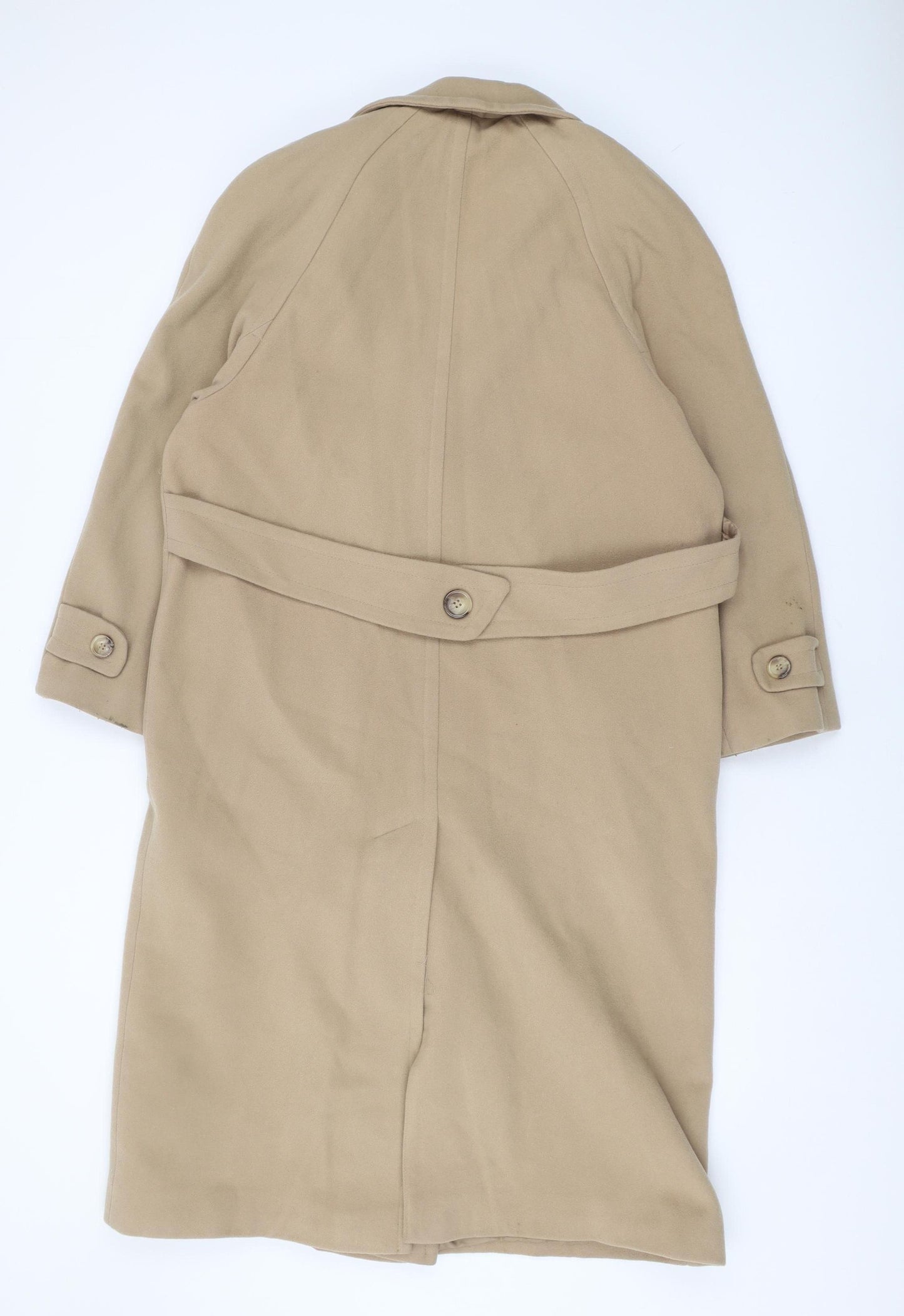 BHS Women's Beige Long Wool Blend Overcoat Size 12