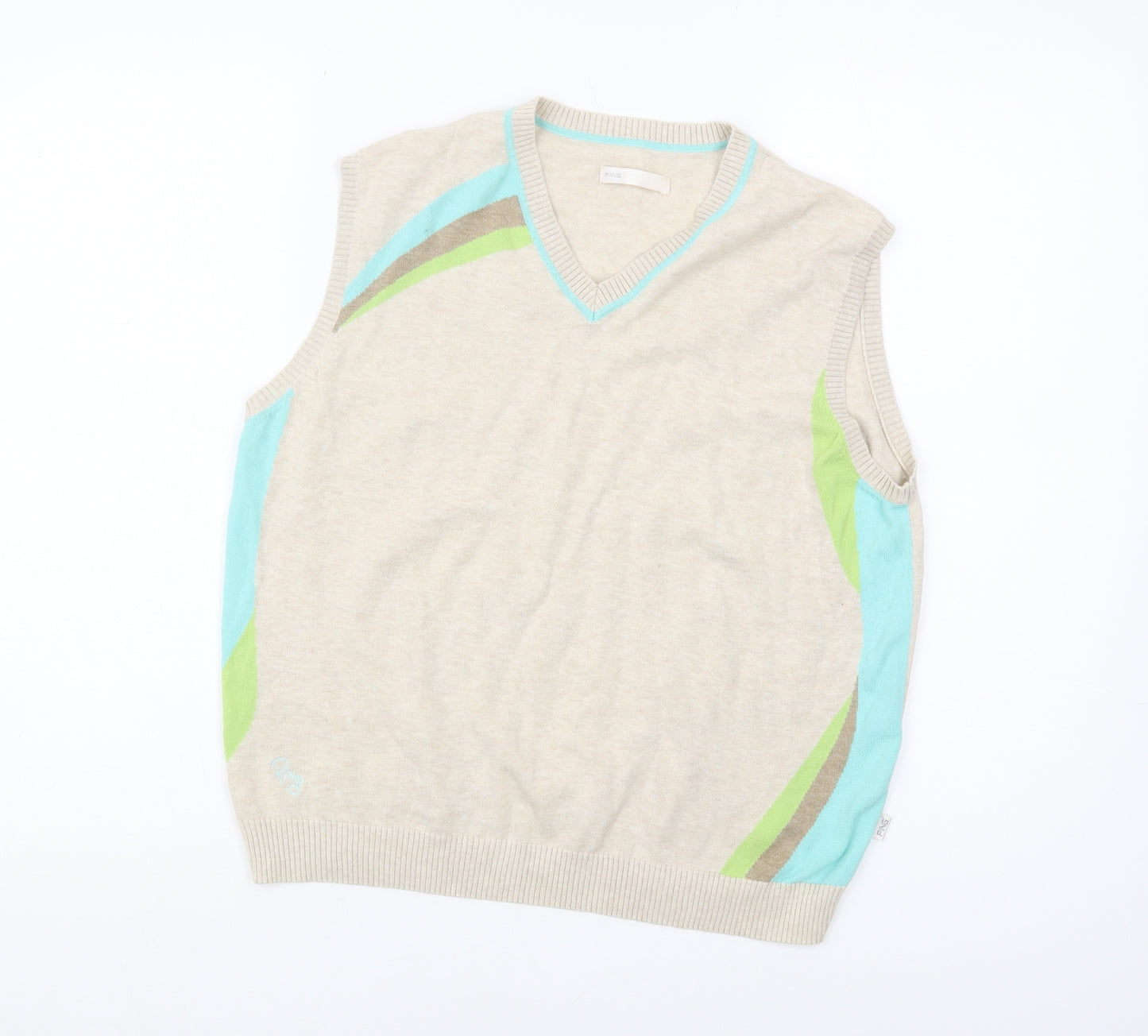 Ping Women's Beige Sleeveless V-Neck Vest, Size 12