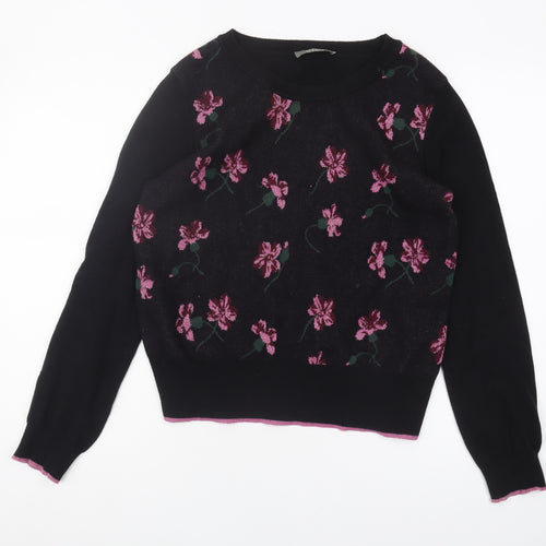 Oasis Women's Black Floral Jumper Pullover M