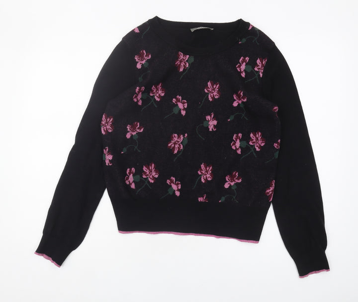 Oasis Women's Black Floral Jumper Pullover M