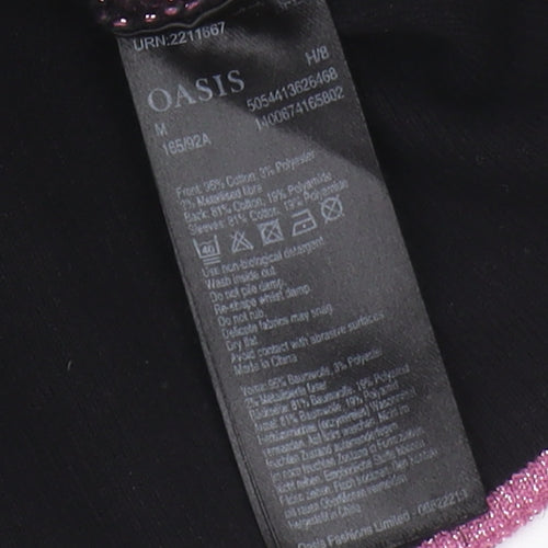 Oasis Women's Black Floral Jumper Pullover M