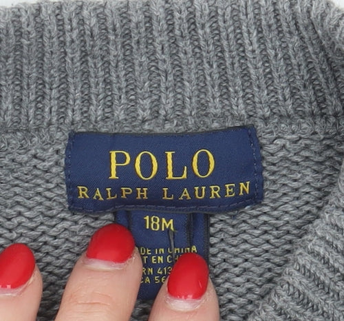 Polo Ralph Lauren Unisex 18-24M Grey Full Zip Jumper