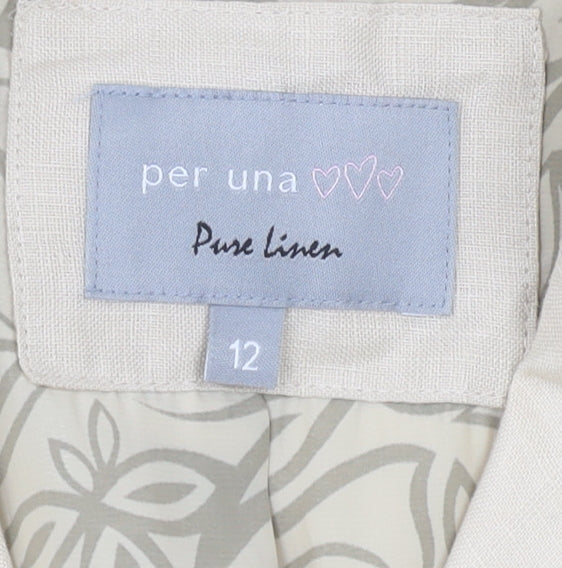 Per Una Beige Linen Blazer, Women, Size 12, 3-Button