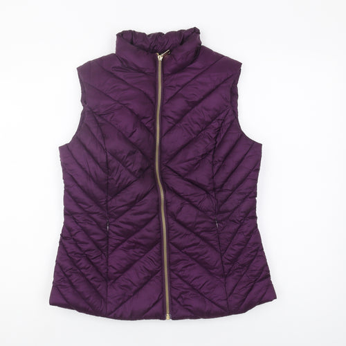 M&Co Women's Purple Quilted Waistcoat Size 10