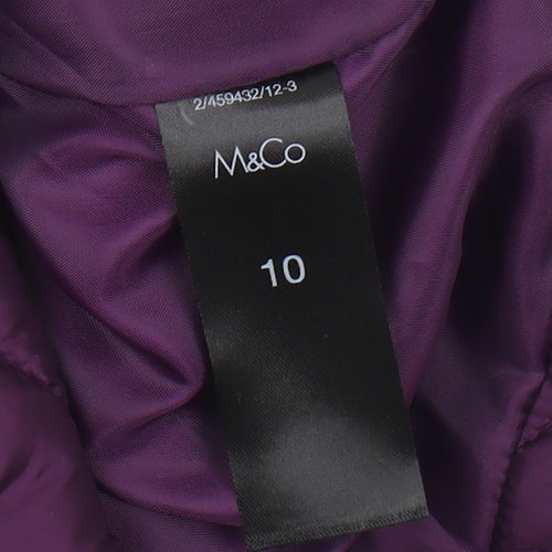M&Co Women's Purple Quilted Waistcoat Size 10