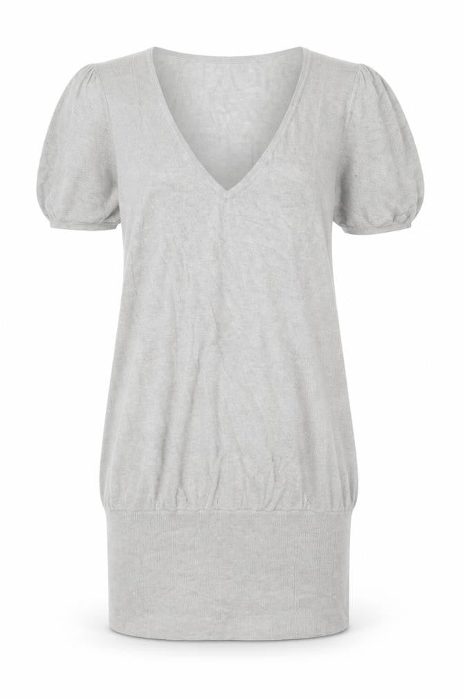 Front view of Ted Baker Women's Grey V-Neck Knit Top, size 10