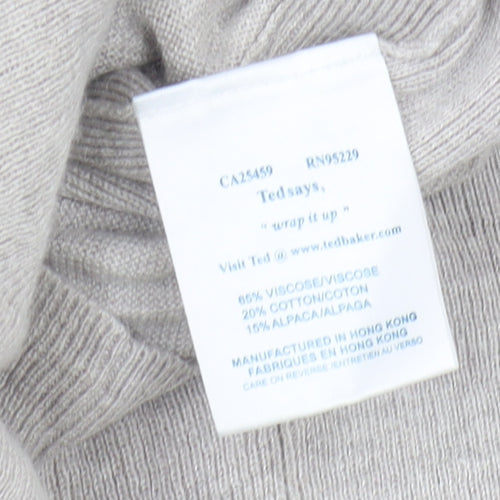 Ted Baker Women's Grey V-Neck Knit Top Size 10