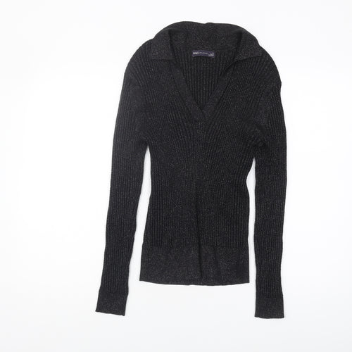 Marks and Spencer Women's Collared Black Jumper Size 12