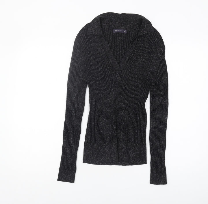 Marks and Spencer Women's Collared Black Jumper Size 12