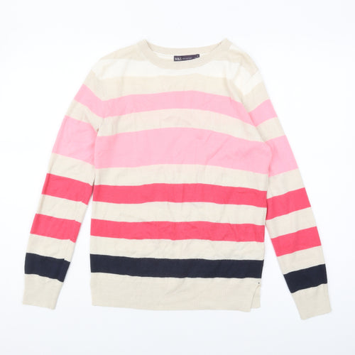 Marks and Spencer Women's Striped Crew Neck Jumper Size 6