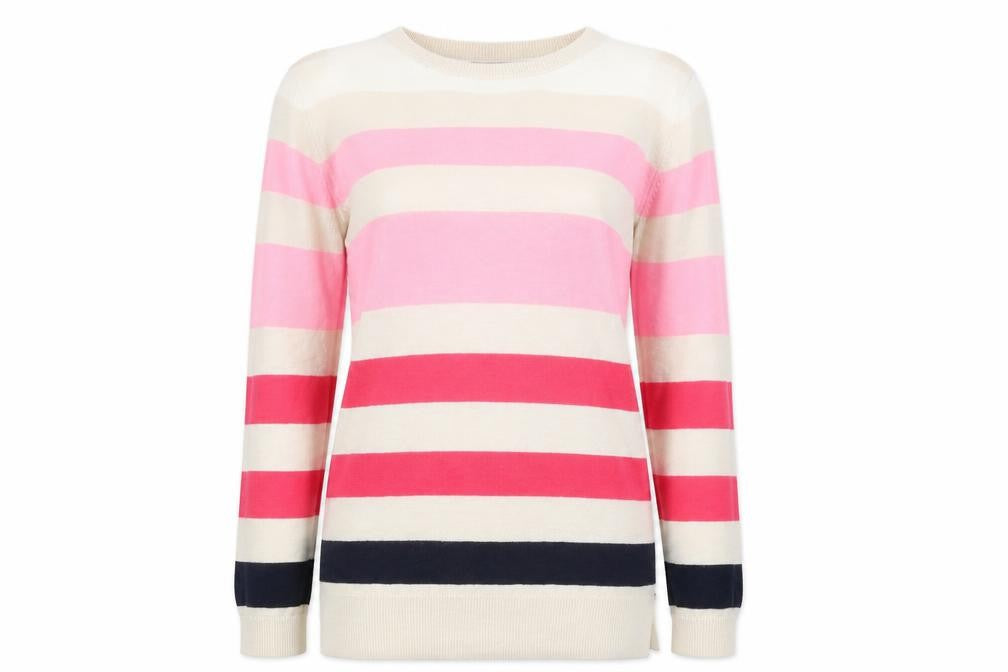 Front view of Marks & Spencer Women's Striped Crew Neck Jumper, size 6