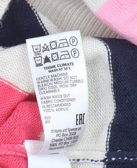Marks and Spencer Women's Striped Crew Neck Jumper Size 6