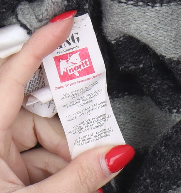 MNG Women's Grey Striped Jumper Size 8