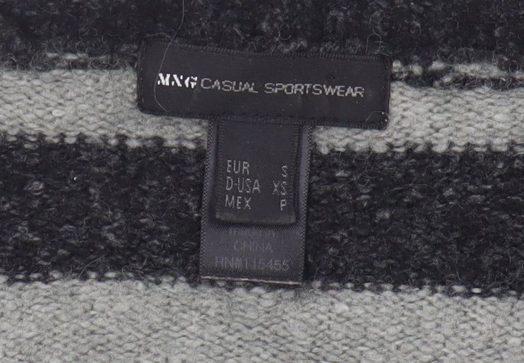 MNG Women's Grey Striped Jumper Size 8