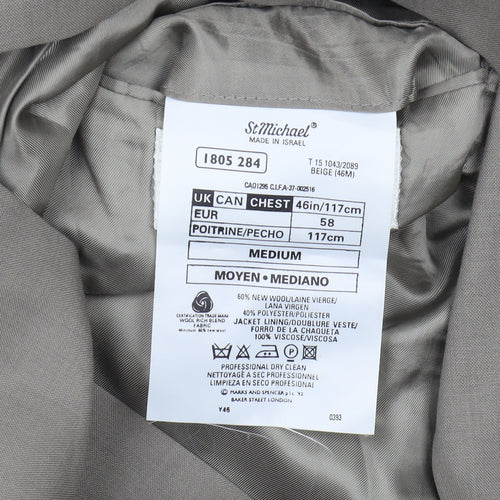 Marks and Spencer Men's Beige Blazer, Size 46R