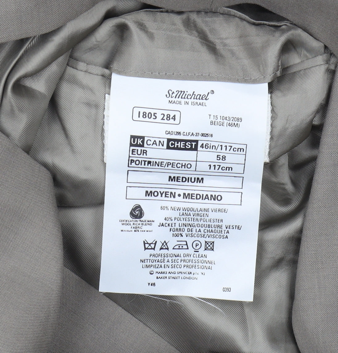 Marks and Spencer Men's Beige Blazer, Size 46R