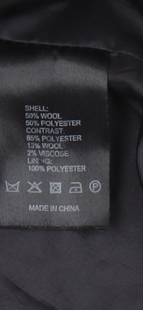 Maison Cinqucent Women's Black Wool Coat Size 14