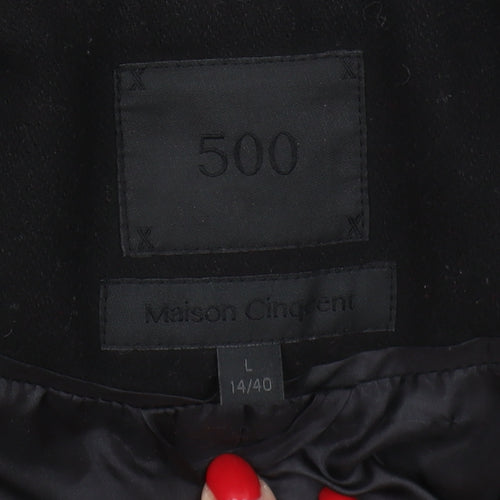 Maison Cinqucent Women's Black Wool Coat Size 14
