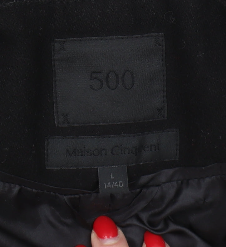 Maison Cinqucent Women's Black Wool Coat Size 14