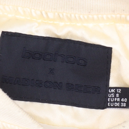 Boohoo x Madison Beer Women's Ivory Bomber Jacket Size 12