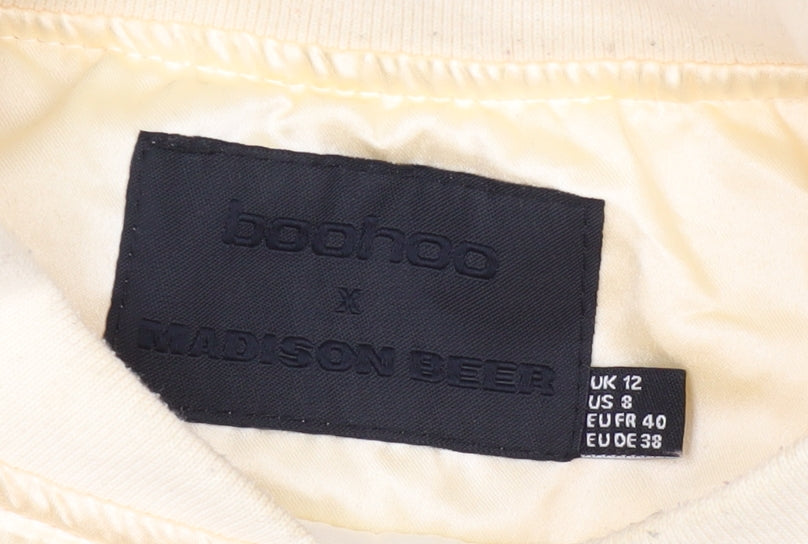 Boohoo x Madison Beer Women's Ivory Bomber Jacket Size 12