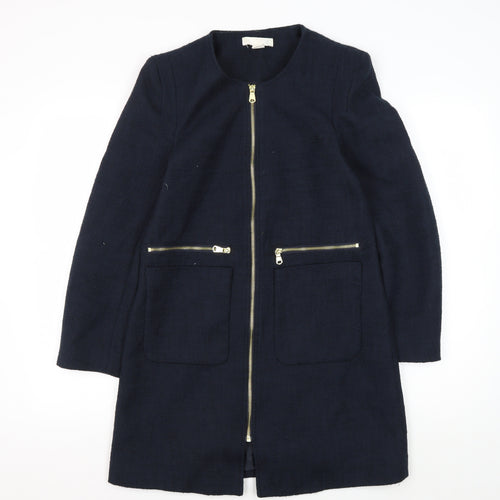 H&M Women's Blue Blazer, Size 10, Regular Fit, Zip Closure