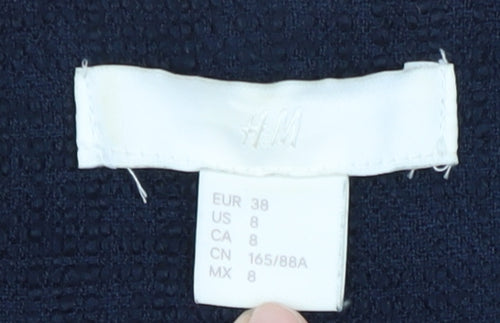 H&M Women's Blue Blazer, Size 10, Regular Fit, Zip Closure