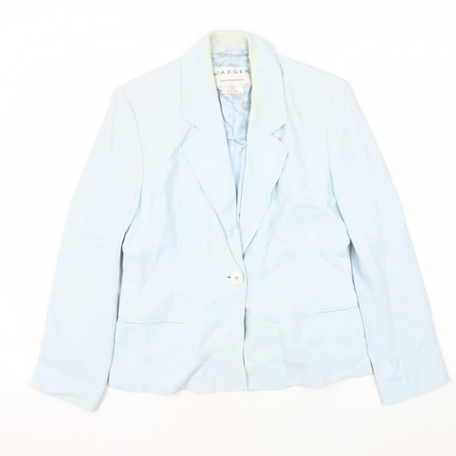 Jaeger Women's Blue Blazer UK 8, Business Single Breasted