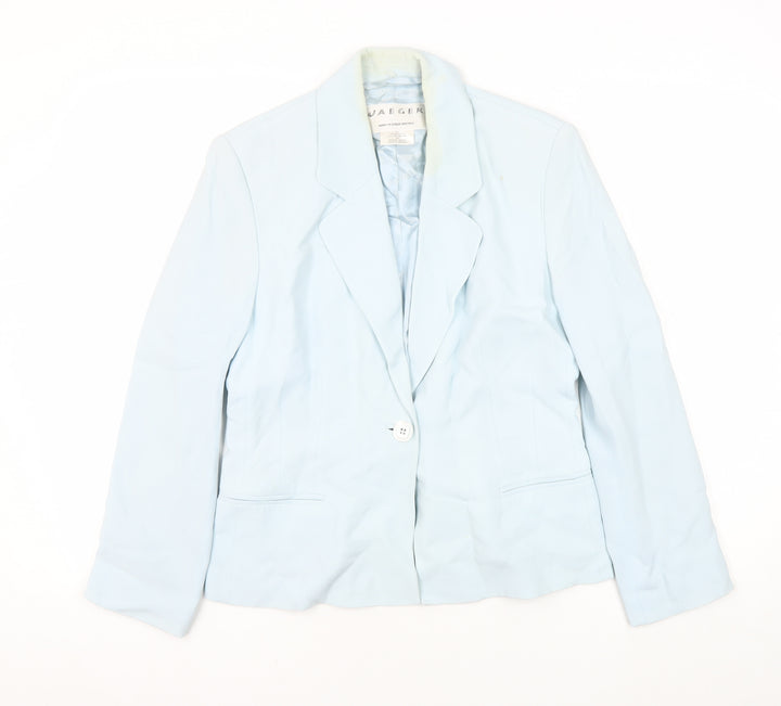 Jaeger Women's Blue Blazer UK 8, Business Single Breasted