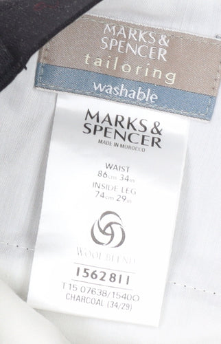 Marks and Spencer Black Men's Trousers, 34W, Formal