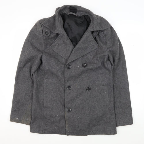 Topman Men’s Grey Wool Pea Coat S