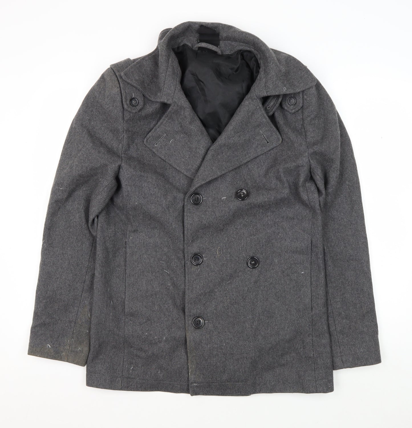Topman Men’s Grey Wool Pea Coat S