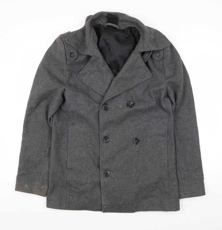 Topman Men’s Grey Wool Pea Coat S