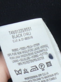 Marks and Spencer Women's Black Wool Long Coat Size 14