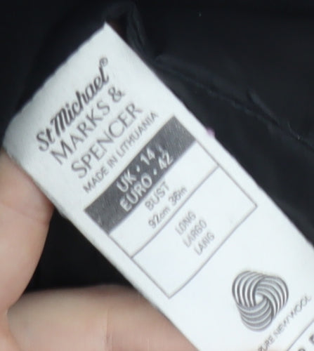Marks and Spencer Women's Black Wool Long Coat Size 14
