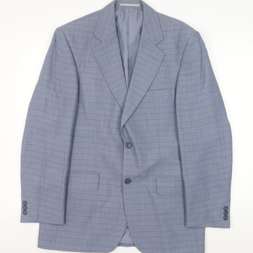 Centaur Men's Blue Check Blazer, Size 40R, Formal