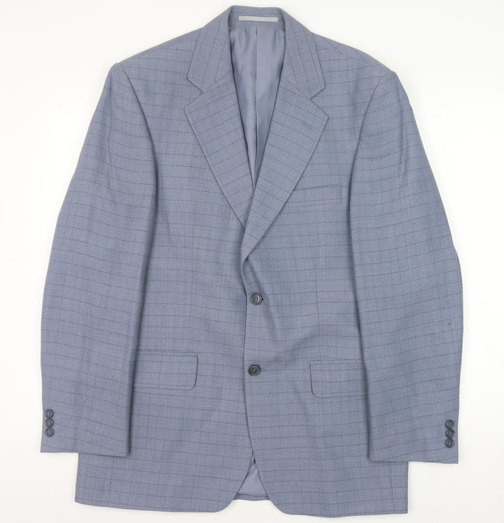 Centaur Men's Blue Check Blazer, Size 40R, Formal