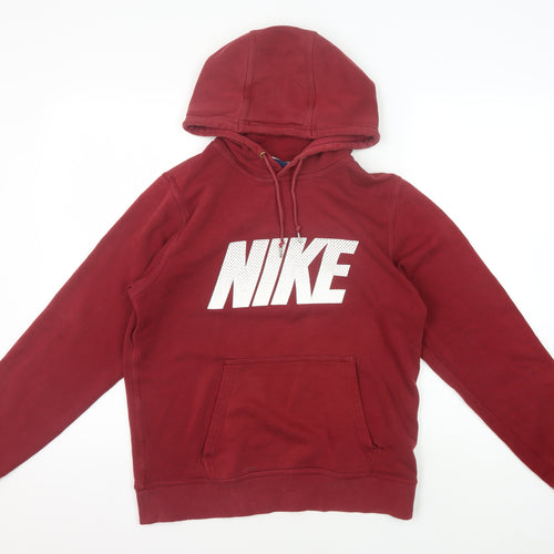 Nike Men's Red Pullover Hoodie S - Logo Graphic Fleece