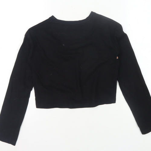 Firetrap Girls Black Cropped T-Shirt 9-10 Yrs Studded Graphic