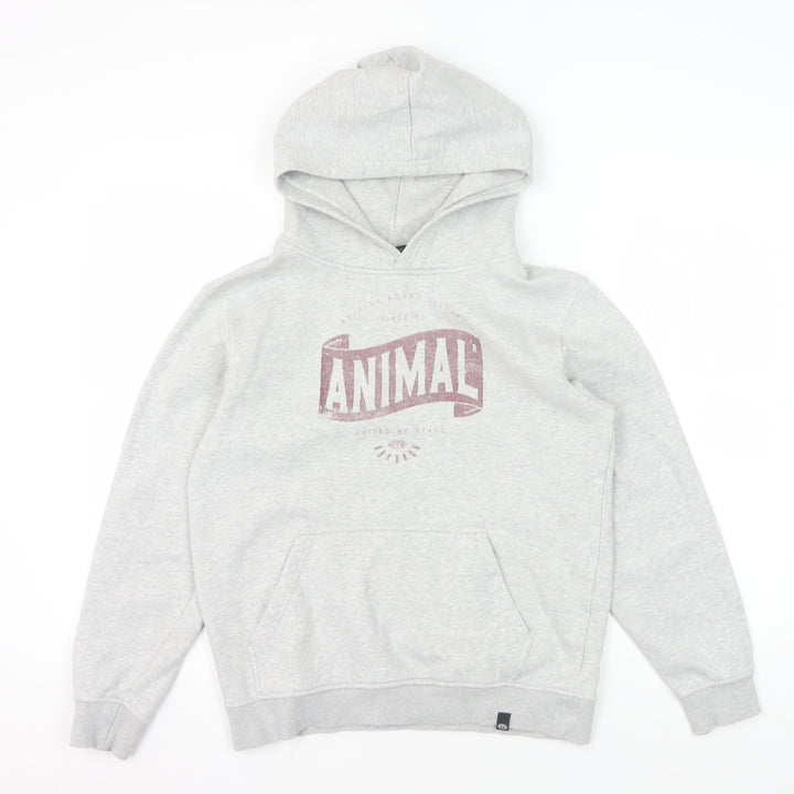 Animal Boys Grey Hoodie, 11-12 Years, Cotton Pullover