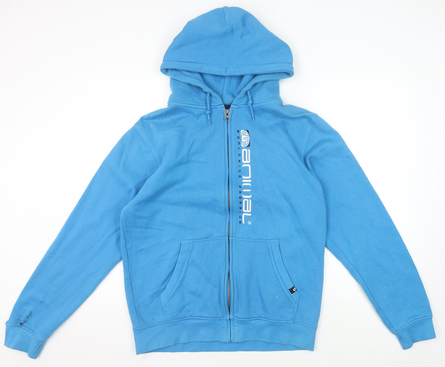 Animal Men's Blue Full Zip Hoodie M, Logo, Pockets